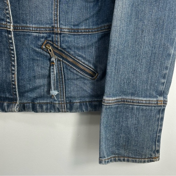 Vanilia Jeans Cropped Denim Distressed Jacket Fancy Stone Wash; Women’s Size 42 - Picture 9 of 16